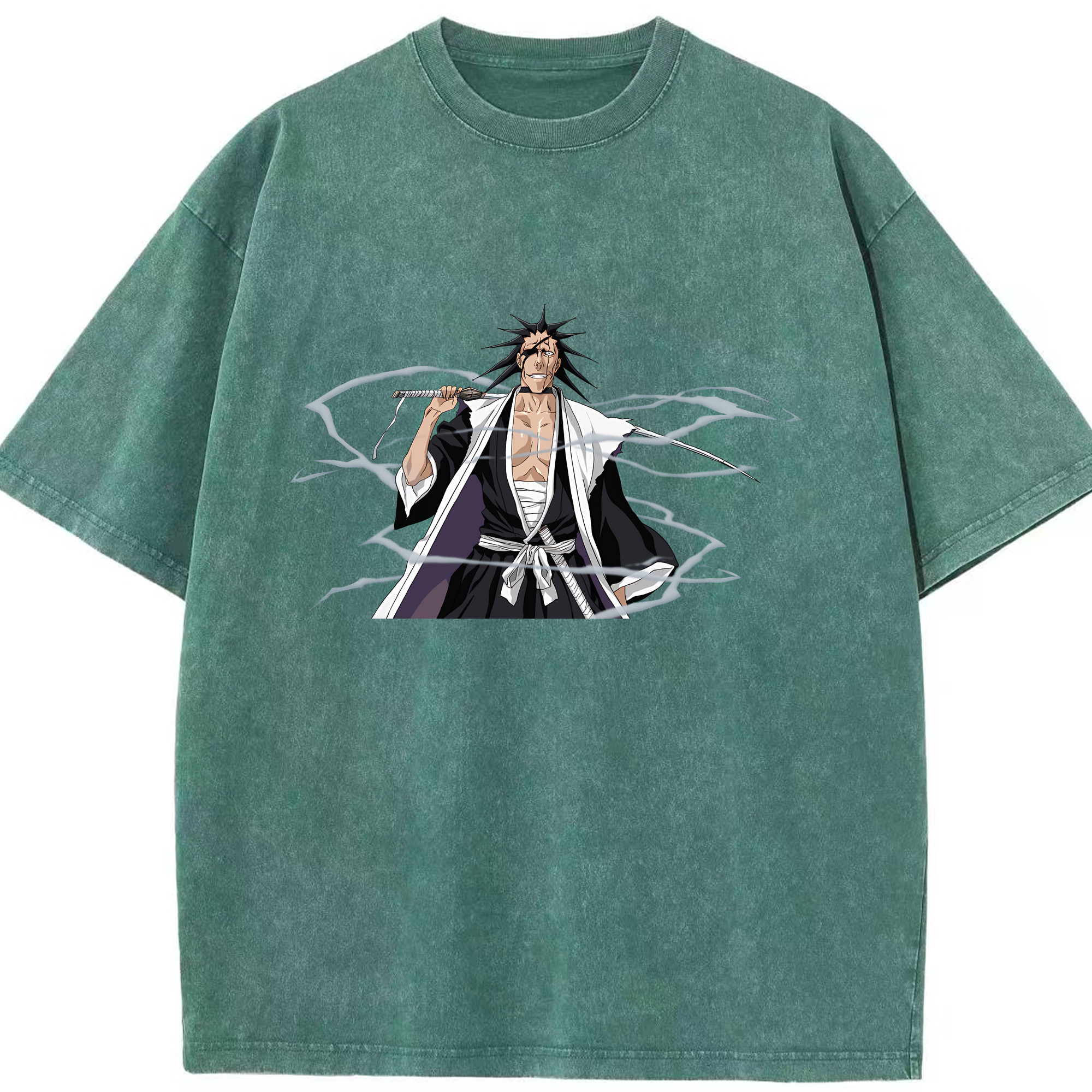 （画像用） ブリーチ ざらき けんぱち BLEACH Zaraki Kenpachi 綿100% ヴィンテージ風 半袖Tシャツ（フロントプリント）